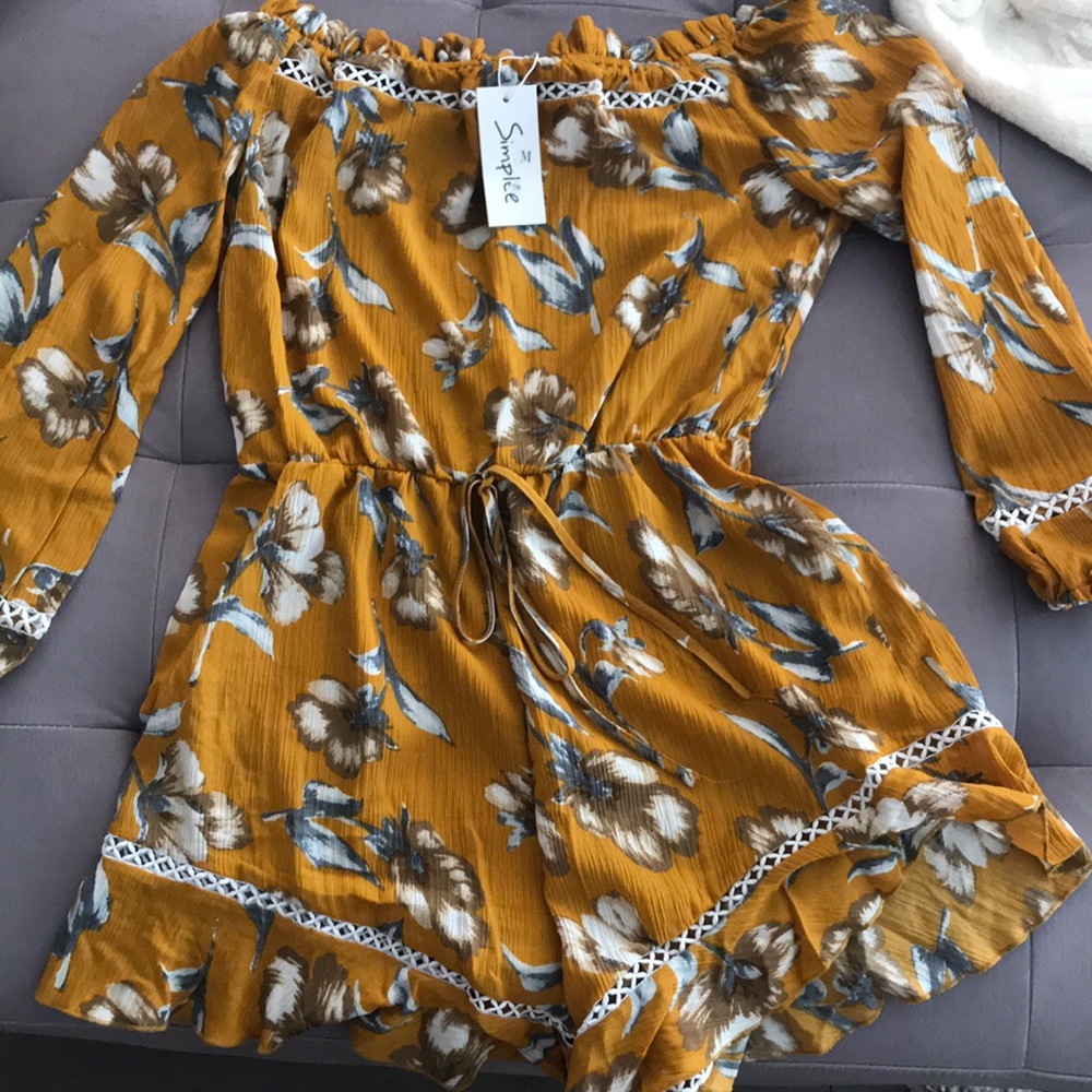 Floral off shoulder romper